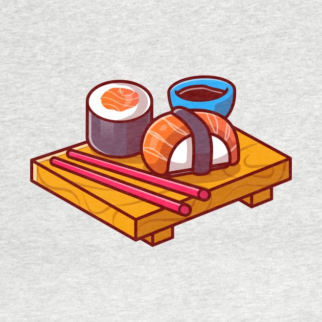 Sushi With Chopstick Cartoon Illustration by Catalyst Labs